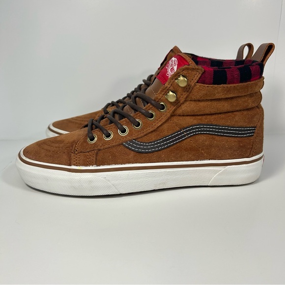 Vans SK8 Hi MTE Mens 7.5 Women’s 9 Scotchguard Brown Plaid Skate Hiking Shoes - Picture 3 of 15